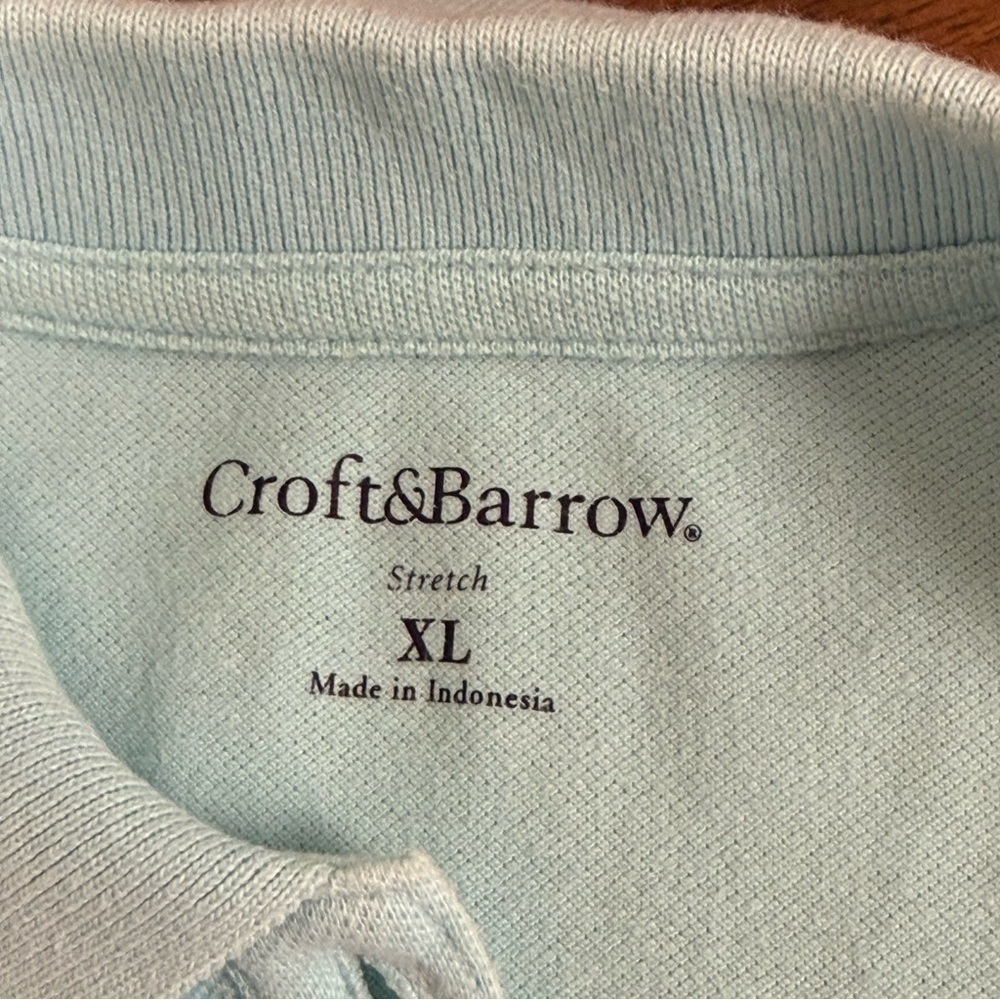 Croft & Barrow Aqua Blue Stretch Polo Shirt XL Short Sleeve Casual Golf Top - Picture 6 of 9